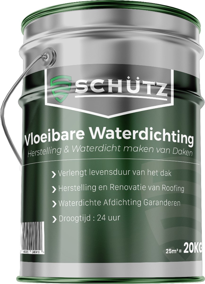 Vloeibare waterdichting coating voor plat dak 10kg (18m2) - Voor snelle Lekdichting, onderhoud en bescherming - Verlengd levensduur van dak - Eenvoudig te gebruiken, Ideaal voor DIY