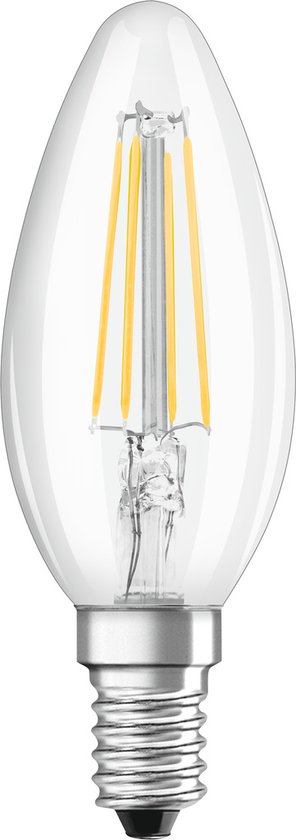 Lampe bougie LED Ledvance E14 2.5W 470lm 2700K Transparent Non dimmable Etiquette B