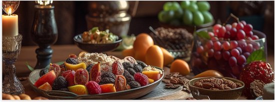 Poster Glanzend – Eten - Fruit - Ramandan - 120x40 cm Foto op Posterpapier met Glanzende Afwerking