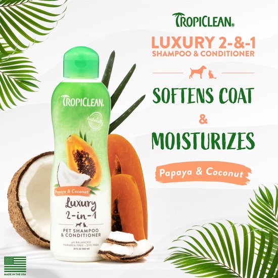 TropiClean Papaya en Kokos - Luxe Hondenshampoo en Conditioner -355 ml - Tropiclean