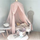 Bedhemel, baldakijn, babybed, 100% polyesterweefsel, romantische baldakijn, muggennet voor kinderen om te lezen, spelen, tent, hanggordijn voor baby's, slaapkamerdecoratie (roze)