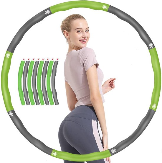 Hoelahoep - Fitness - hoelahoep met gewicht - verstelbaar - hula hoop fitness – groen/grijs - cadeau - Merkloos