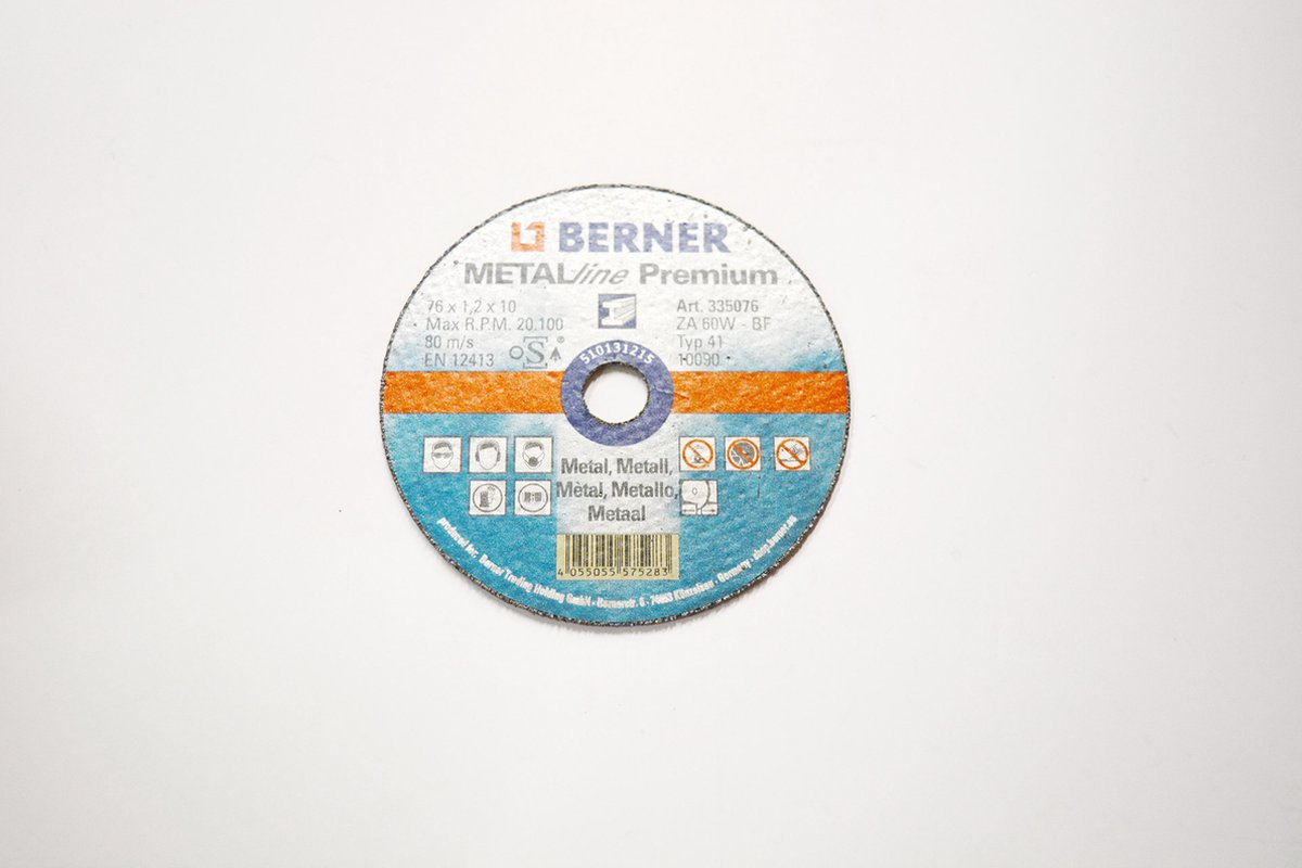 Berner Doorslijpschijf metaal Metalline Premium 76mm (25st)