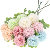 Kunstmatige hortensiabloemen, 12 stuks hortensia zijden bloemen, zijden pompom chrysant balbloemen voor huistuin feest kantoordecoratie, bruidsboeketten - 6 kleuren