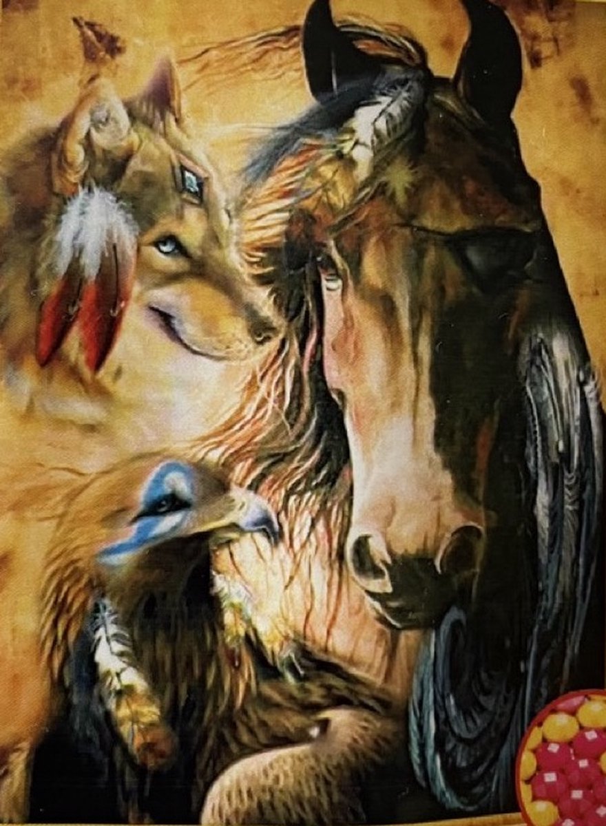 TOPMO - Dieren Noord Amerika - 40X50CM- Diamond painting pakket - HQ Diamond Painting - VOLLEDIG dekkend - Diamant Schilderen - voor Volwassenen – ROND