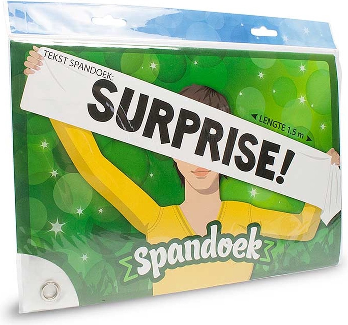 Spandoek "Surprise!" 150x25 cm