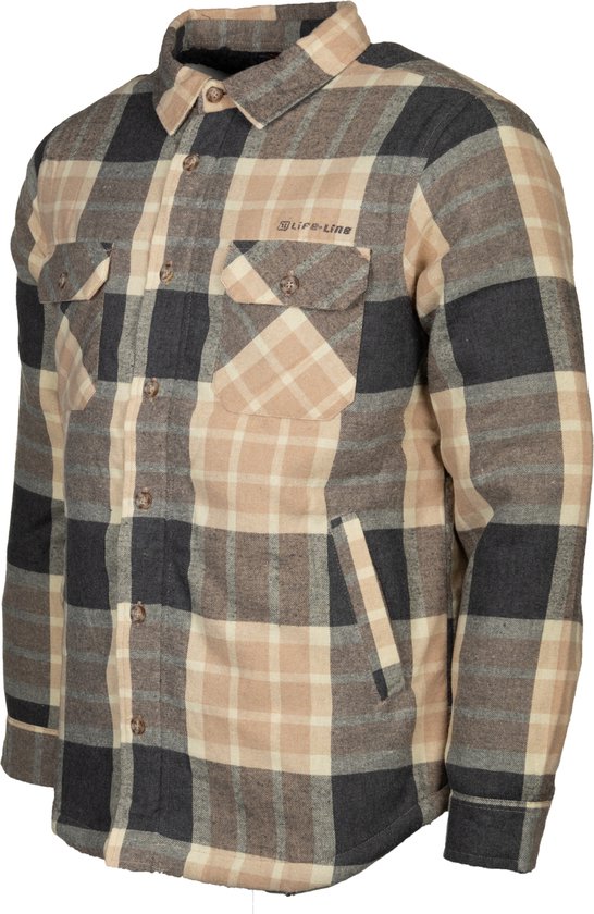Chemise en flanelle Life Line - chemise en flanelle pour homme - Jervis - à carreaux beiges - taille 4XL