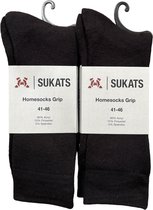 Sukats® Huissokken - Antislip sokken - Gripsokken - Bedsokken Heren - ABS - Met Grip - 2 Paar - Maat 41-46 - Zwart - Meerdere Maten en Varianten
