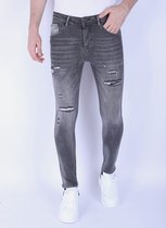 Stonewashed Slim-fit Mannen Jeans met Stretch - 1093 - Grijs