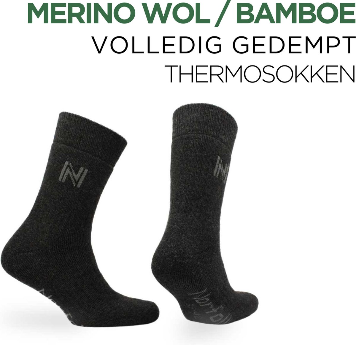 Norfolk - Wandelsokken - Merino wol en Bamboe Mix - Thermische Zacht en Warme Outdoorsokken - Merino wol sokken - Sokken Dames - Sokken Heren - Wollen Sokken - Donker Zwart - Maat 35-38 - Gabby