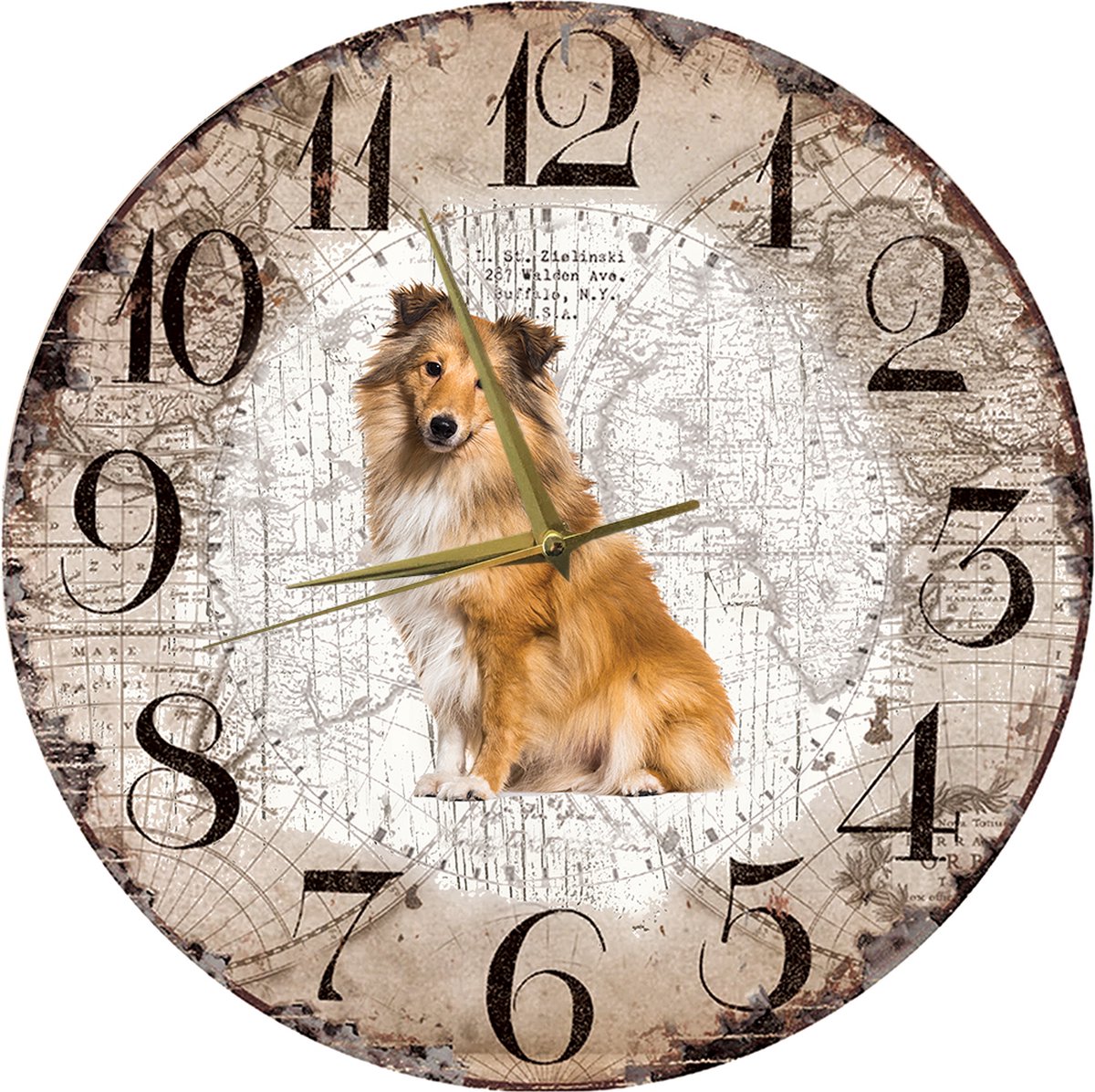 Houten Klok - 30cm - Hond - Sheltie