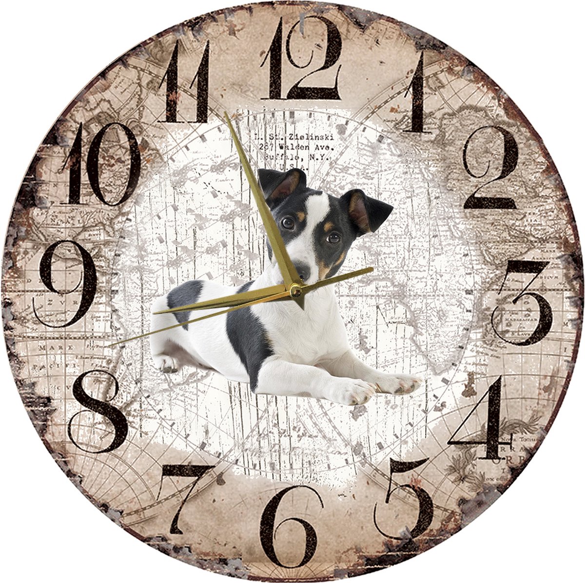 Houten Klok - 30cm - Hond - Jack Russel