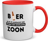 Akyol - bier, nu ik je aandacht heb je bent een geweldige zoon koffiemok - theemok - rood - Zoon - de beste zoon - verjaardagscadeau - verjaardag - cadeau - cadeautje voor zoon - zoon artikelen - kado - geschenk - gift - 350 ML inhoud