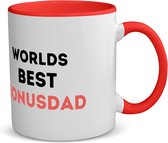 Akyol - worlds best bonusdad koffiemok - theemok - rood - Papa - de beste bonusvader - vader cadeautjes - vaderdag - verjaardagscadeau - verjaardag - cadeau - geschenk - kado - gift - vader artikelen - 350 ML inhoud