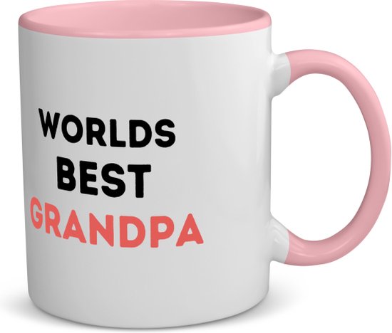 Akyol - worlds best grandpa koffiemok - theemok - roze - Opa - de beste opa - verjaardag - verjaardagscadeau - cadeau - beste kinderen - cadeautje voor opa - opa artikelen - kado - geschenk - gift - 350 ML inhoud