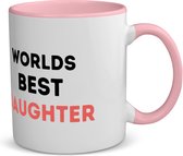 Akyol - worlds best daughter koffiemok - theemok - roze - Dochter - de beste dochter - verjaardagscadeau - verjaardag - cadeau - cadeautje voor dochter - dochter artikelen - kado - geschenk - gift - 350 ML inhoud