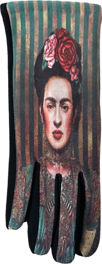 Handschoenen Frida Kahlo Touchscreen Suede Green striped