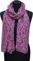 Lange Dunne Sjaal - Print - Fuchsia - 180 x 80 cm (0238#)