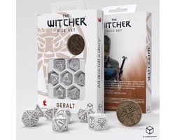Q-Workshop The Witcher Dice Set - Geralt - De Witte Wolf (7 stuks + munt)