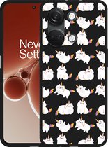 Cazy Hoesje Zwart geschikt voor OnePlus Nord 3 5G Unicorn Cat
