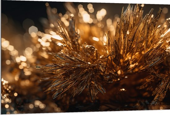 Dibond - Kristal - Goud - 120x80 cm Foto op Aluminium (Met Ophangsysteem)