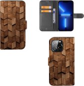 Book Style Case geschikt voor iPhone 13 Pro Wooden Cubes