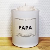 Papa - Soja was geurkaars - Witte roos - Kaarsglas mat wit - Kaneel geur - 250 gram - 50 branduren - Geurkaars - Kaars - Kaars met tekst - Soja was – Soy wax – Handgemaakt – Cadeau – Cinnamon - Geschenk – Duurzaam