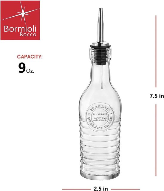 Bouteille d´huile en verre avec bec verseur 500 ml - Bormioli