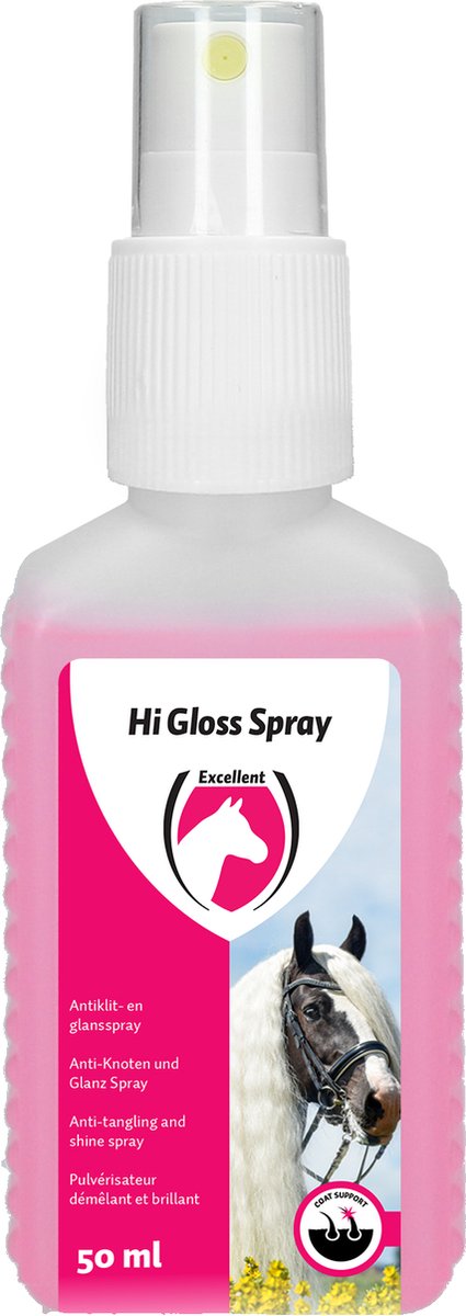Excellent Hi Gloss spray - Voor het creëren van een perfecte presentatie voor een keuring, wedstrijd of ander evenement - Geschikt voor paarden - 50 ml - Holland Animal Care