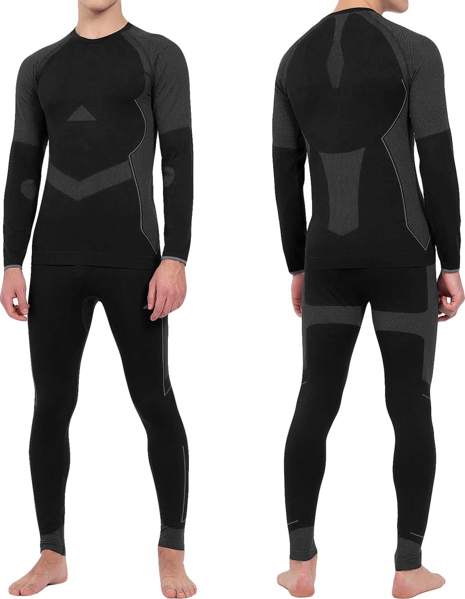 Thermoset Thermo Ondergoed Heren Naadloos Zwart Maat XL/XXL Thermo Kleding Set bol