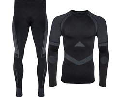 Thermoset - Thermo Ondergoed Heren - Naadloos - Zwart - Maat XL/XXL | Thermo Kleding Set