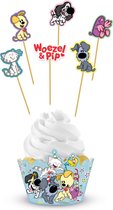 Folat - Cupcake decoratie set Woezel en Pip (6 stuks)