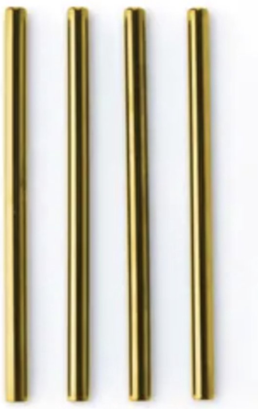Point-Virgule - Pailles à Cocktail - Set de 4 - Acier Inoxydable - Goud - 14cm