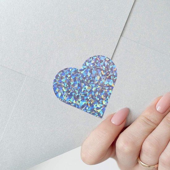15 Harten Stickers met Glitters - 15 grote Stickers Zilveren Hart 5 cm - Envelopstickers - Hobbystickers - Stickers Hart - Kadostickers - Stickers Liefde - Knutselen Volwassenen - Kaarten Maken - Stickers Volwassenen - Stickers Meisjes