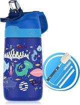 350ml kinderdrinkfles roestvrijstalen geïsoleerde waterfles BPA-vrije thermosfles kinderfles met rietje lichtgewicht patroon