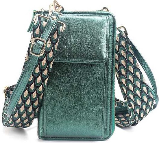 Green new Zafra portemonnee/ telefoontasje | schouderband | verstelbaar| minibag | klein tasje | wallet | phonebag | modetrend | i'mdutch |