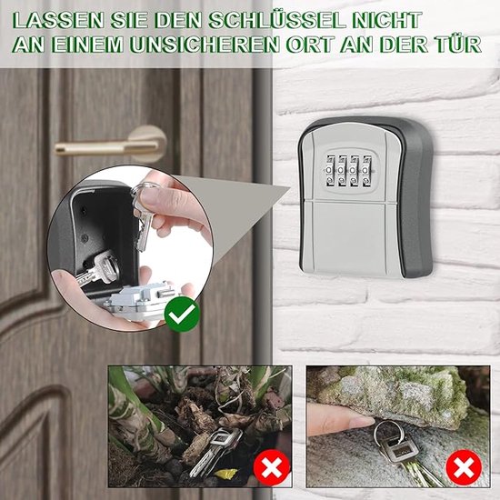 Burg-Wächter Key Safe with 4-Digit Code for Indoor and Outdoor Use Magnetic Illuminated Safe Wall Mount Key Safe 60L SB Black