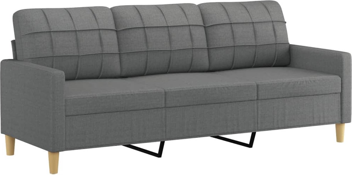 vidaXL Driezitsbank - 180 - cm - stof - donkergrijs