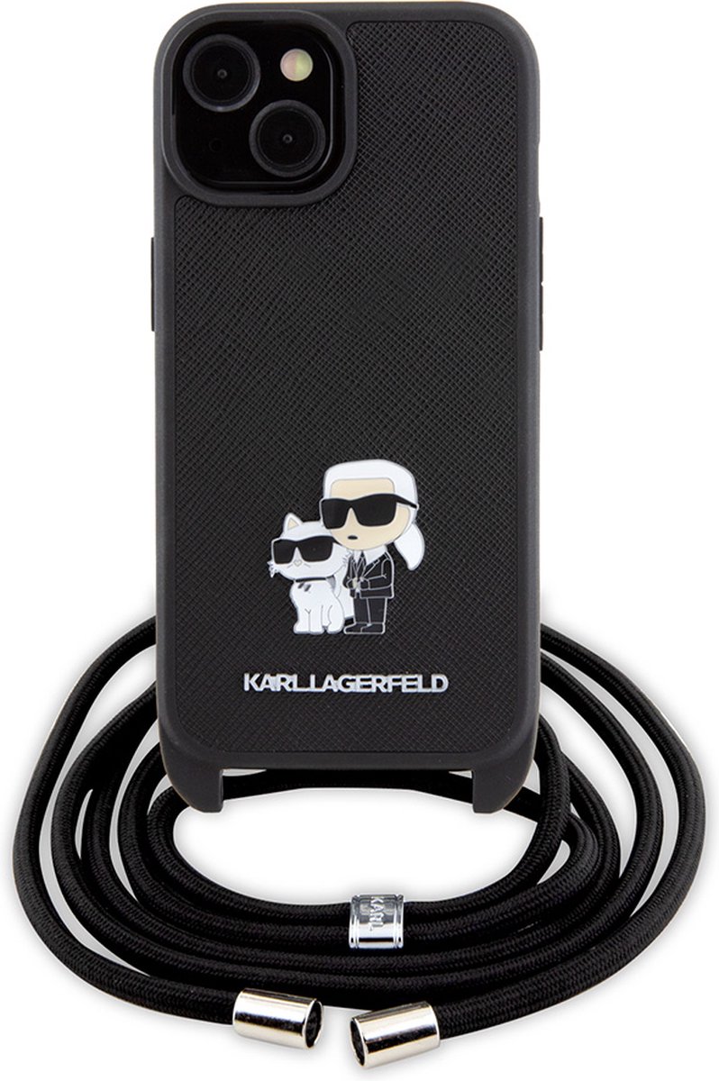 Coque iPhone 15 Pro Max Karl Lagerfeld IML Glitter Karl & Choupette MagSafe