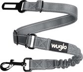 30-95 cm Wuglo hondengordel - Auto harnas voor honden met sterk elastiek - Duurzame & veilige veiligheidsgordel hond met clip - Universeel autoharnas voor honden (grijs)
