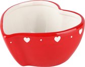 Dekoratief | Bowl hartje, rood/wit, dolomiet, 14x14x8cm | A235971