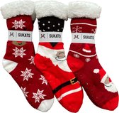 Sukats® Huissokken - Homesocks - 3 Paar - Maat 37-44 - One-Size - Anti-Slip - Fluffy - Heren Huissokken - Kerst - Kerstsokken - Slofsokken - Variant 1