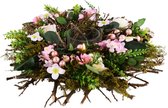 Dekoratief | Tafelstukje rond m/bloemen, wit/roze, 29x29x9cm | A220740