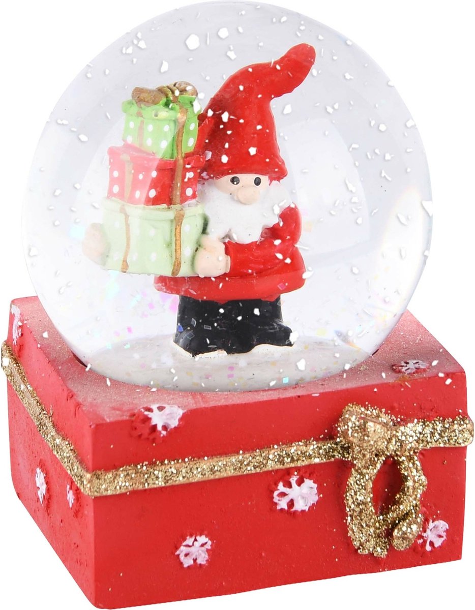 Dekoratief | Waterbol m/santa, rood, resina/glas, 7x7x9cm | A225529