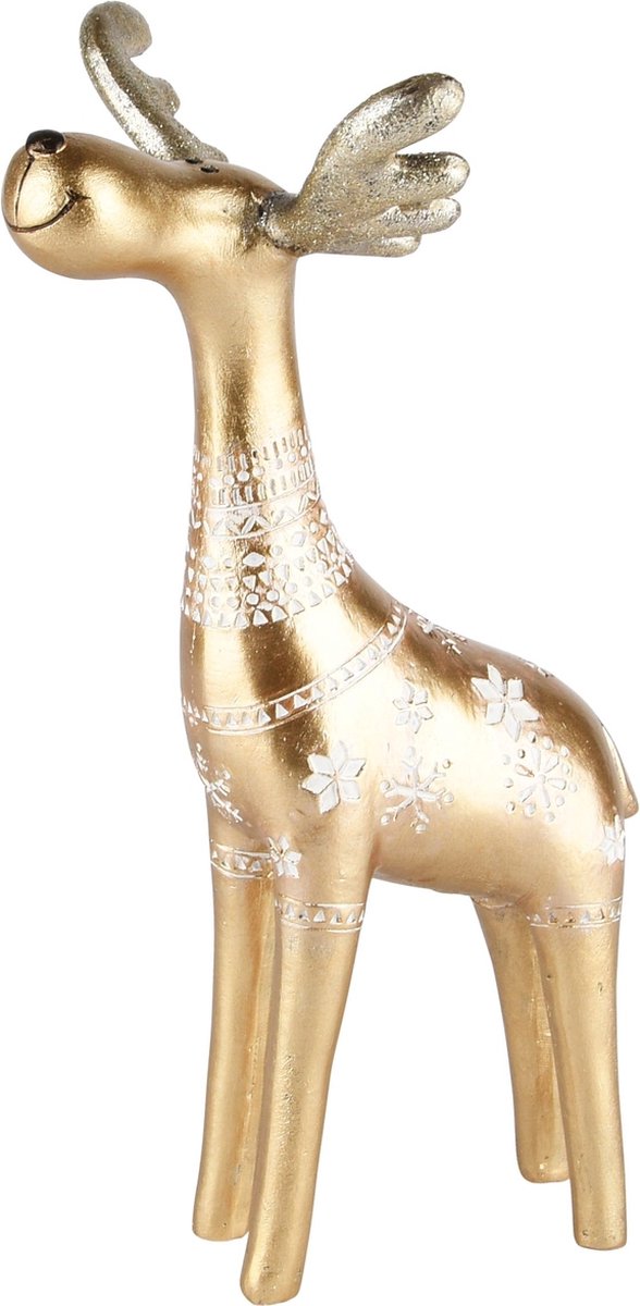 Dekoratief | Rendier staand, goud, resina, 12x10x21cm | A235149