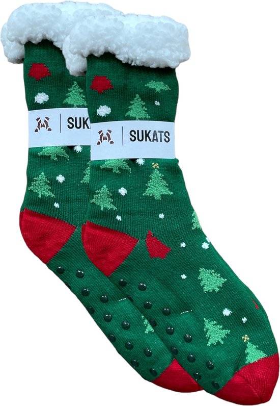 Sukats® Huissokken - Homesocks - Maat 37-44 - One-Size - Anti-Slip - Fluffy - Heren Huissokken - Kerst - Kerstsokken - Slofsokken - Variant 4 - Meerdere Maten en Varianten