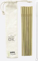 Point-Virgule set van 6 bamboe rietjes met reinigingsborstel en zakje 19.5cm