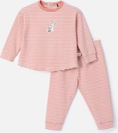 Woody pyjama baby - roze-gebroken wit- gestreept - haas - 232-10-PZG-Z/919 - maat 80