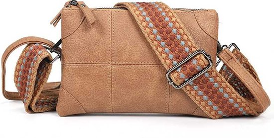 Camel schoudertasje/ clutch Alkmaar | kunstleer | verstelbare | schouderband | bagstrap | i'mdutch |