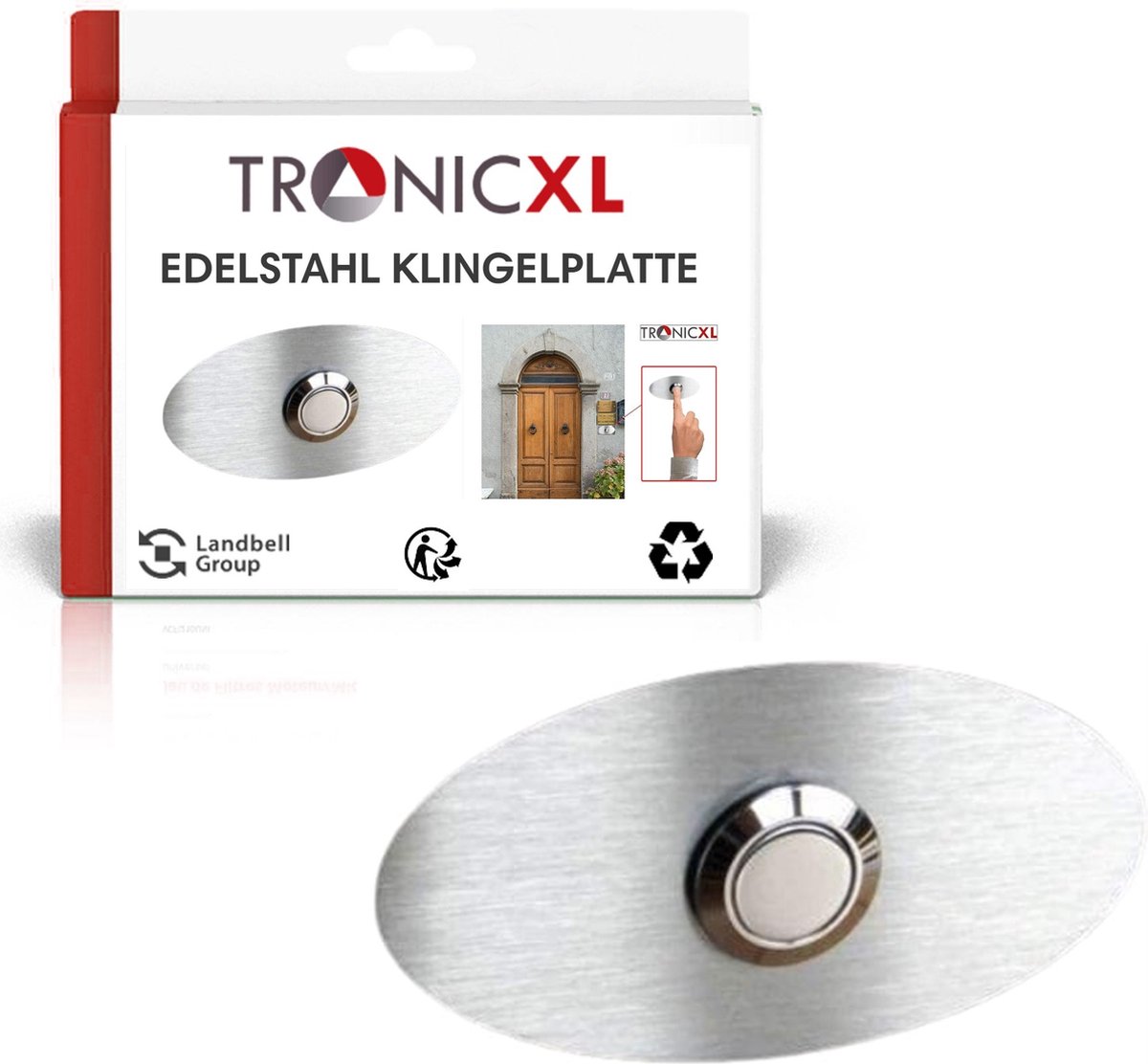 TronicXL belplaat belknop ontwerp V2A roestvrij stalen ovaal deurbel plaat plaat deurbel bel plaat roestvrij staal knop ovaal